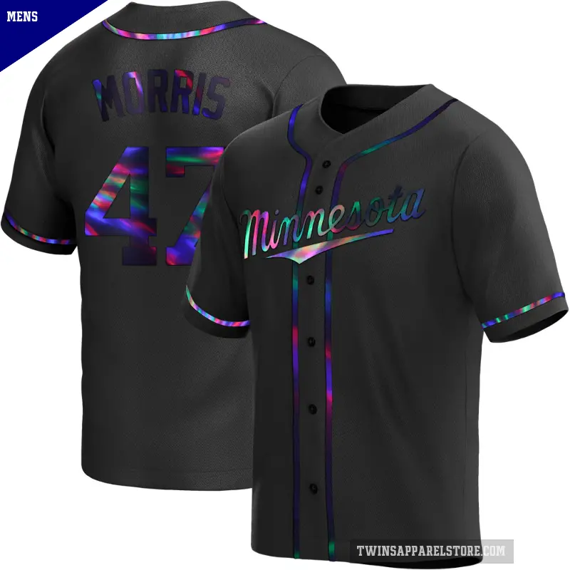 Men's No.47 Jack Morris Minnesota Twins Black Replica Holographic Alternate Jersey