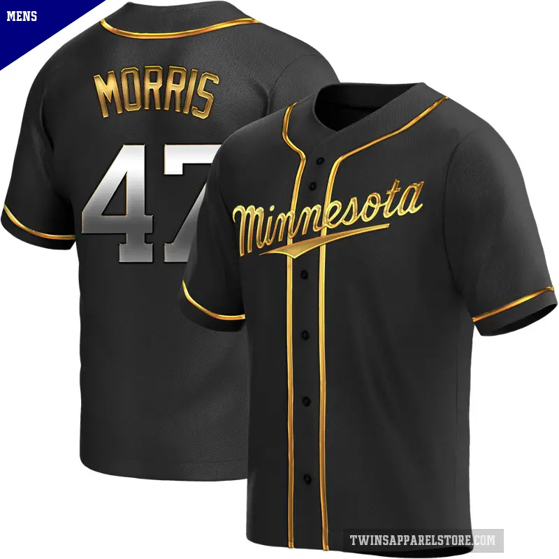 Men's No.47 Jack Morris Minnesota Twins Gold Replica Black en Alternate Jersey