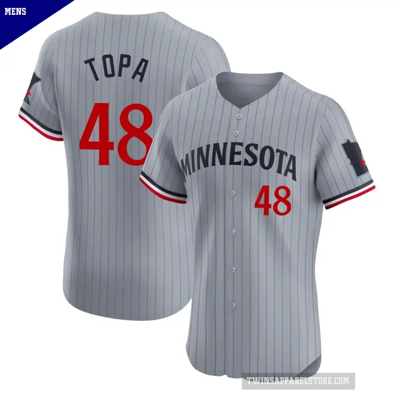 Men's No.48 Justin Topa Minnesota Twins Gray Elite Road Jersey