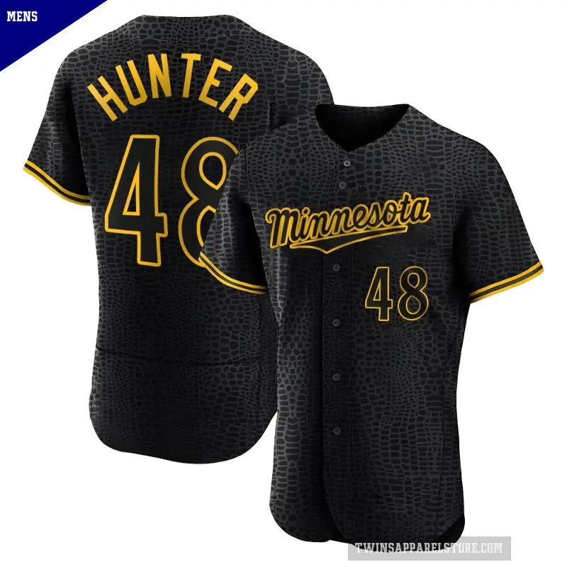 Men's No.48 Torii Hunter Minnesota Twins Black Authentic Snake Skin City Jersey