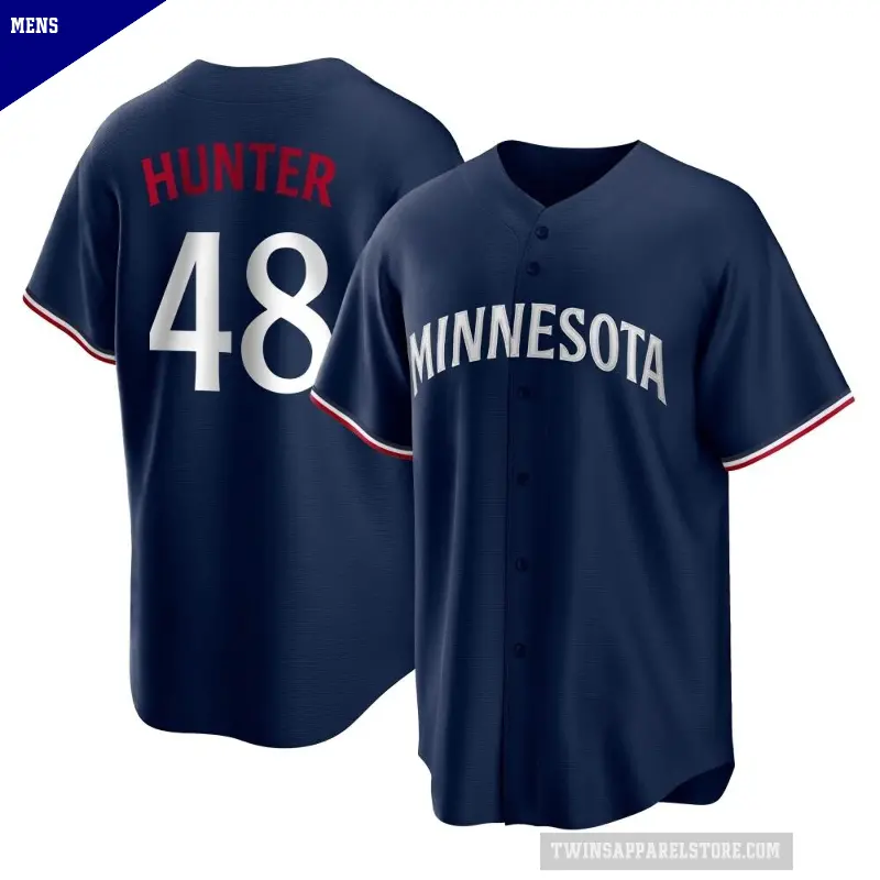 Men's No.48 Torii Hunter Minnesota Twins Navy Replica Alternate Jersey