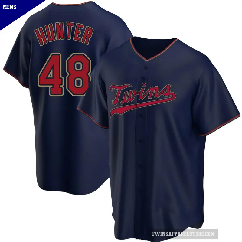 Men's No.48 Torii Hunter Minnesota Twins Navy Replica Alternate Jersey