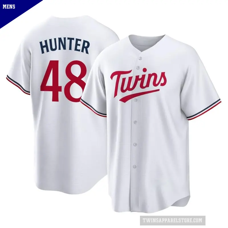 Men's No.48 Torii Hunter Minnesota Twins White Replica Home Jersey
