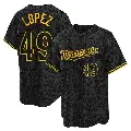 Men's No.49 Pablo Lopez Minnesota Twins Black Replica Snake Skin City Jersey