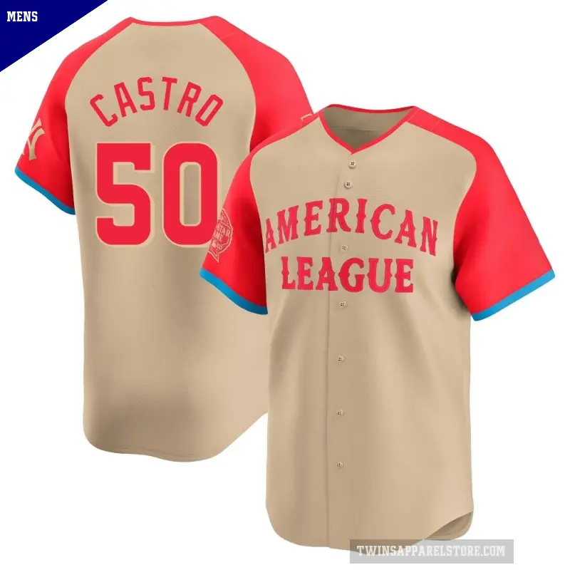 Men's No.50 Willi Castro Minnesota Twins Cream Limited American League 2024 All-Star Game Jersey