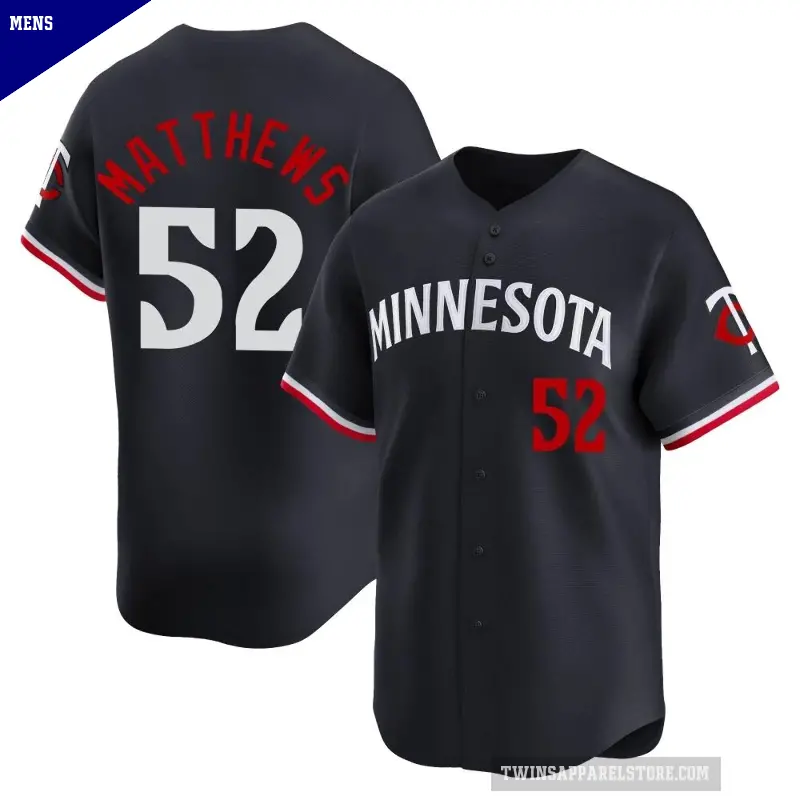 Men's No.52 Zebby Matthews Minnesota Twins Navy Limited Alternate Jersey