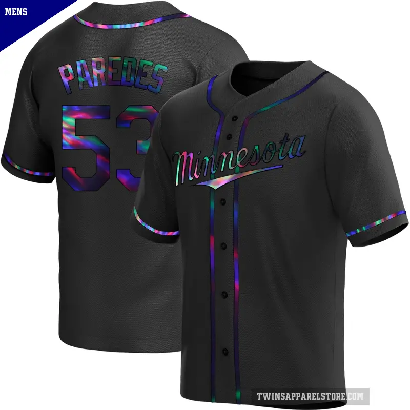 Men's No.53 Mike Paredes Minnesota Twins Black Replica Holographic Alternate Jersey