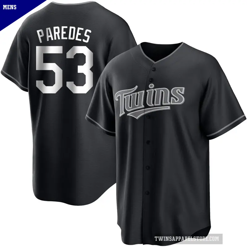Men's No.53 Mike Paredes Minnesota Twins Black/White Replica Jersey