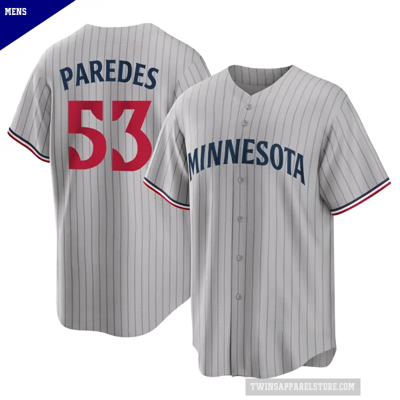 Men's No.53 Mike Paredes Minnesota Twins Gray Replica Road Jersey