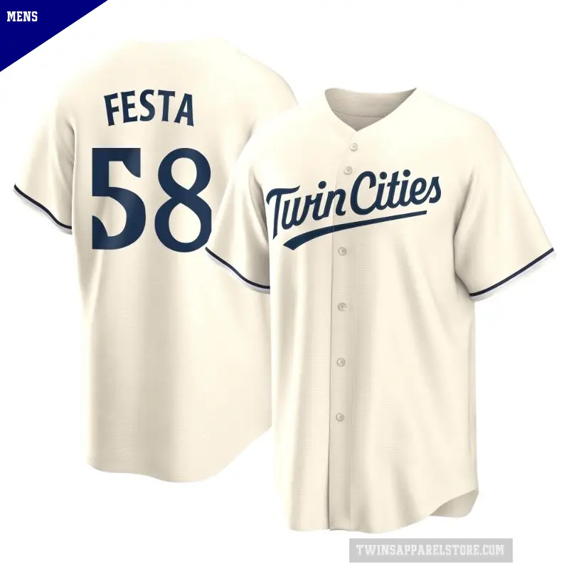 Men's No.58 David Festa Minnesota Twins Cream Replica Alternate Jersey