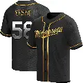 Men's No.58 David Festa Minnesota Twins Gold Replica Black en Alternate Jersey