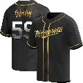 Men's No.59 Jhoan Duran Minnesota Twins Gold Replica Black en Alternate Jersey