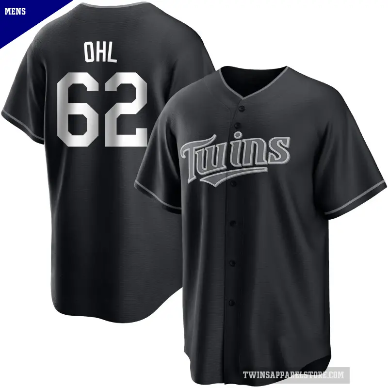 Men's No.62 Pierson Ohl Minnesota Twins Black/White Replica Jersey