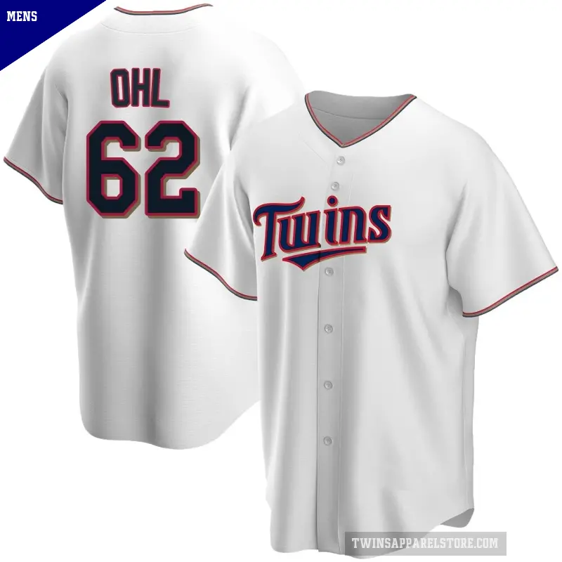 Men's No.62 Pierson Ohl Minnesota Twins White Replica Home Jersey