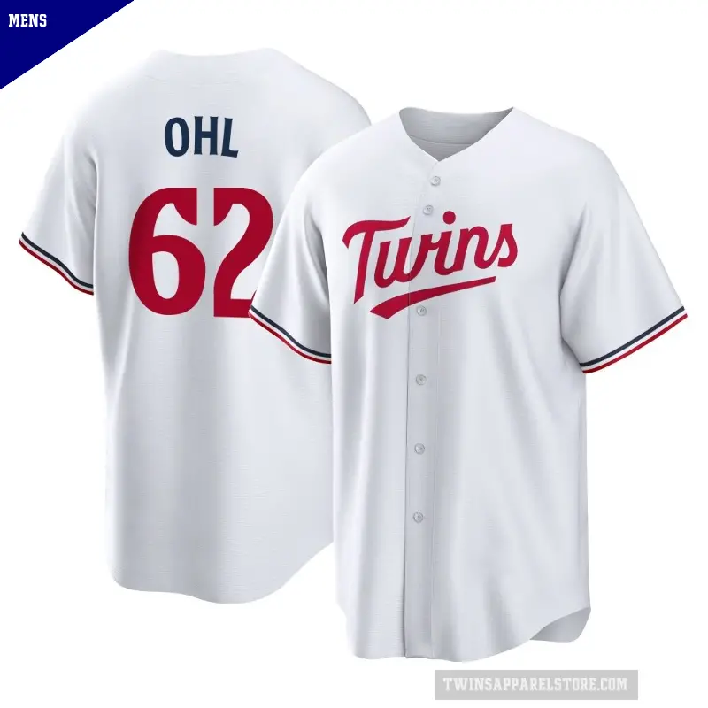 Men's No.62 Pierson Ohl Minnesota Twins White Replica Home Jersey