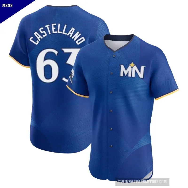 Men's No.63 Eiberson Castellano Minnesota Twins Royal Elite 2024 City Connect Jersey