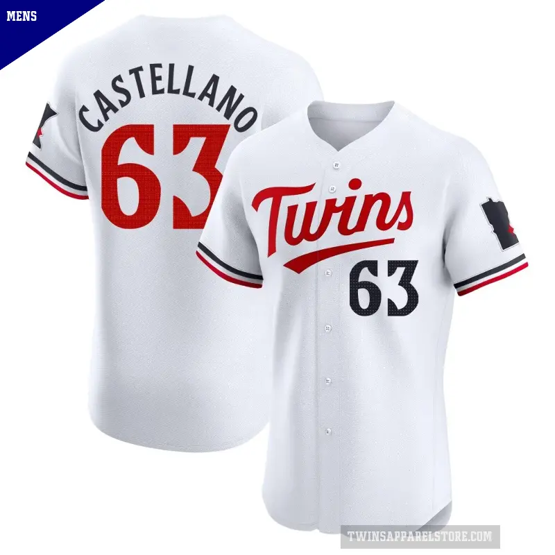 Men's No.63 Eiberson Castellano Minnesota Twins White Elite Home Jersey