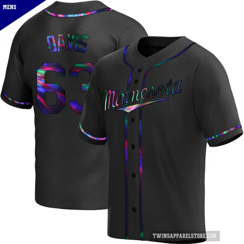 Men's No.63 Noah Davis Minnesota Twins Black Replica Holographic Alternate Jersey
