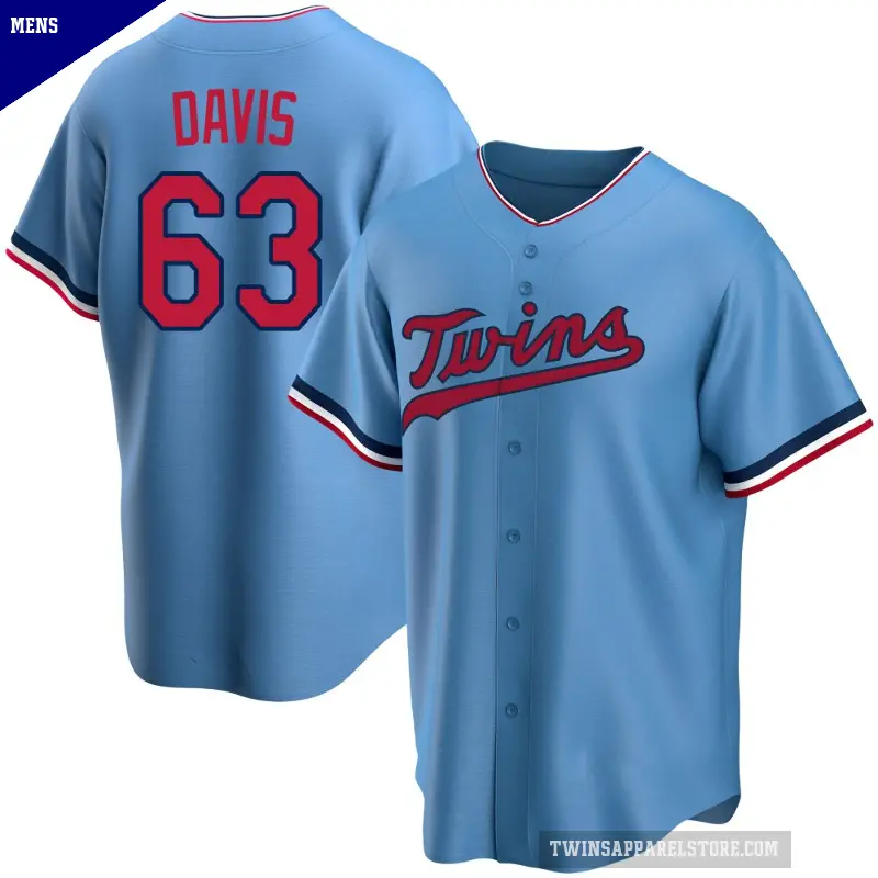 Men's No.63 Noah Davis Minnesota Twins Light Blue Replica Alternate Jersey