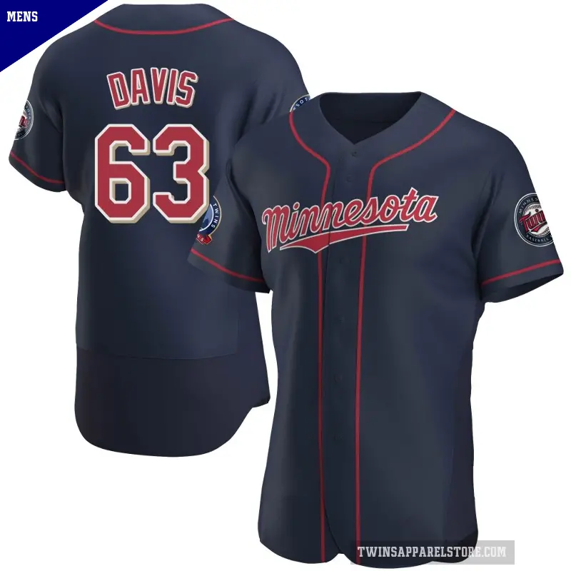 Men's No.63 Noah Davis Minnesota Twins Navy Authentic Alternate 60th Season Jersey