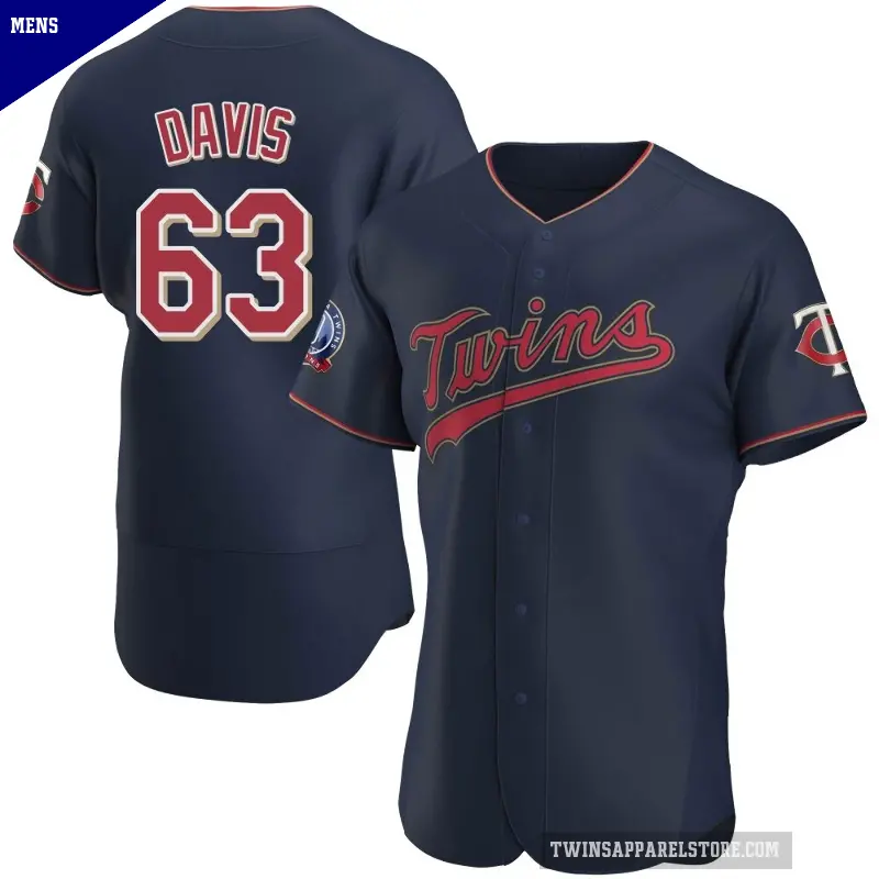 Men's No.63 Noah Davis Minnesota Twins Navy Authentic Alternate 60th Season Team Jersey