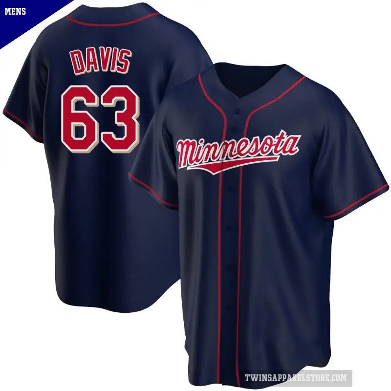 Men's No.63 Noah Davis Minnesota Twins Navy Replica Alternate Team Jersey