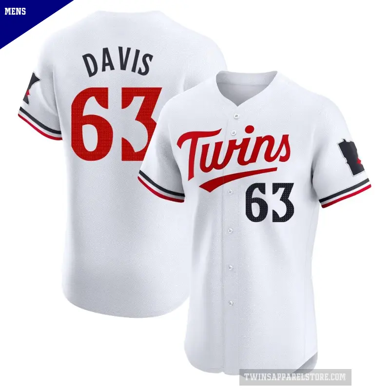 Men's No.63 Noah Davis Minnesota Twins White Elite Home Jersey