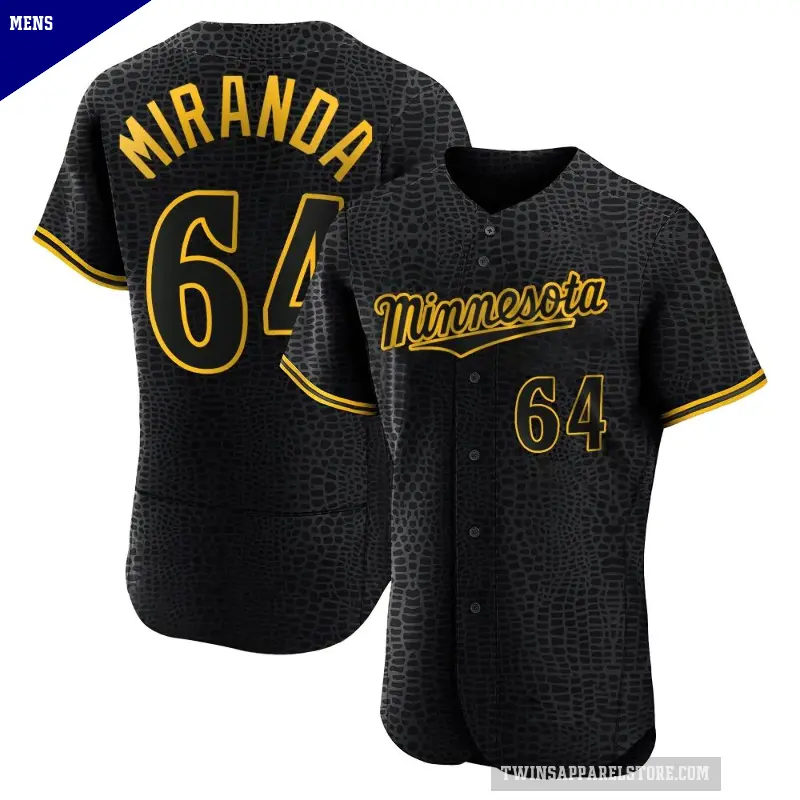 Men's No.64 Jose Miranda Minnesota Twins Black Authentic Snake Skin City Jersey