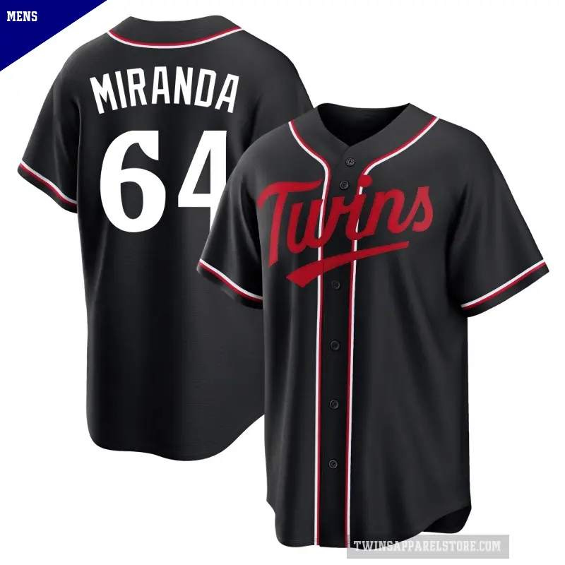 Men's No.64 Jose Miranda Minnesota Twins Black Replica Fashion Out Jersey
