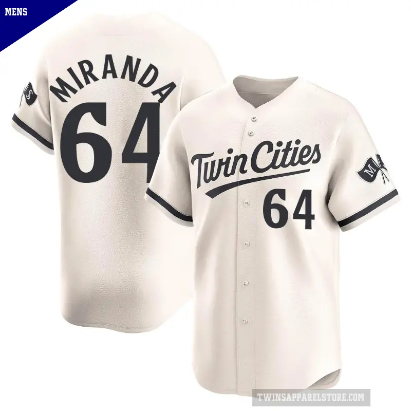 Men's No.64 Jose Miranda Minnesota Twins Cream Limited Alternate Jersey