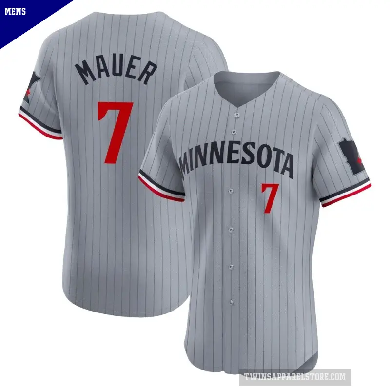 Men's No.7 Joe Mauer Minnesota Twins Gray Elite Road Jersey