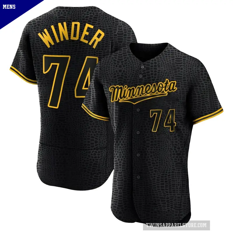 Men's No.74 Josh Winder Minnesota Twins Black Authentic Snake Skin City Jersey