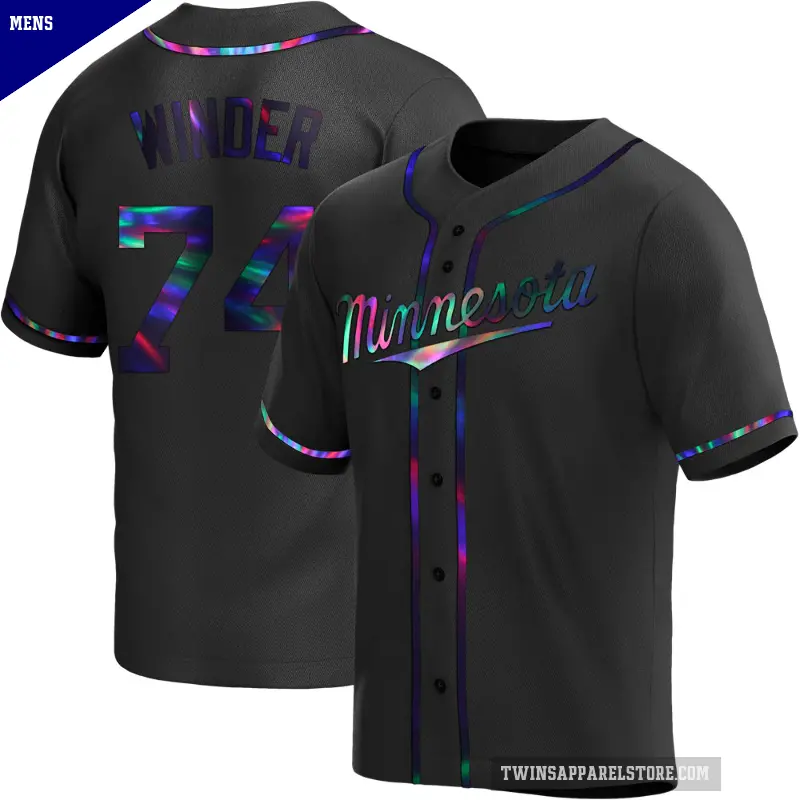 Men's No.74 Josh Winder Minnesota Twins Black Replica Holographic Alternate Jersey