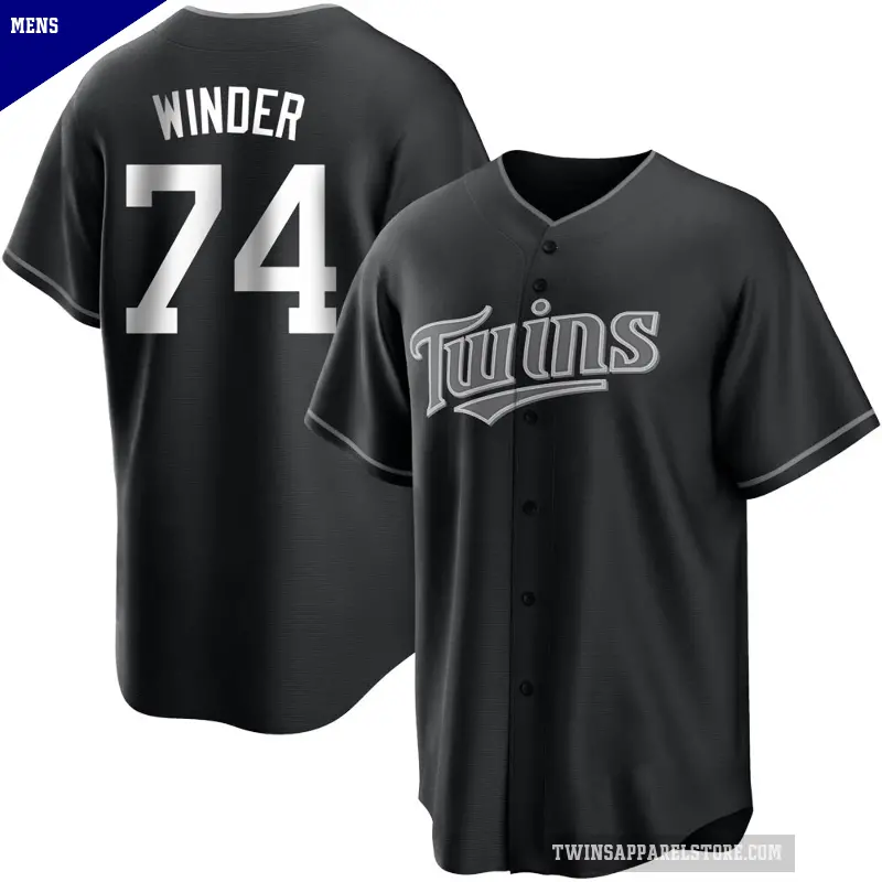 Men's No.74 Josh Winder Minnesota Twins Black/White Replica Jersey