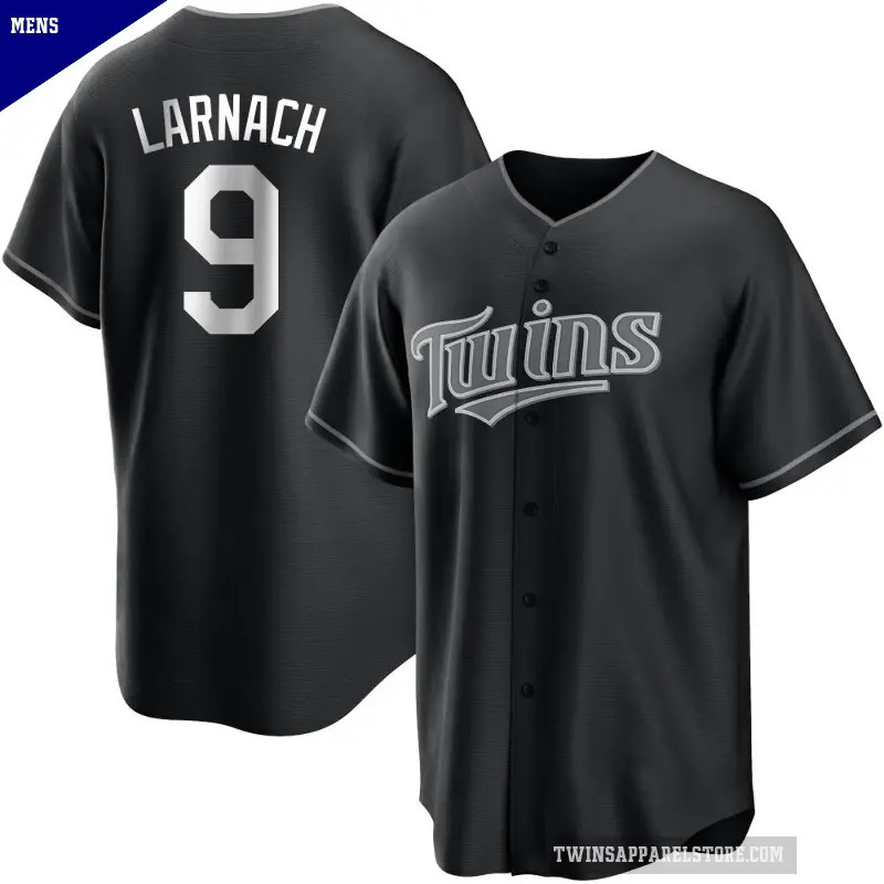 Men's No.9 Trevor Larnach Minnesota Twins Black/White Replica Jersey