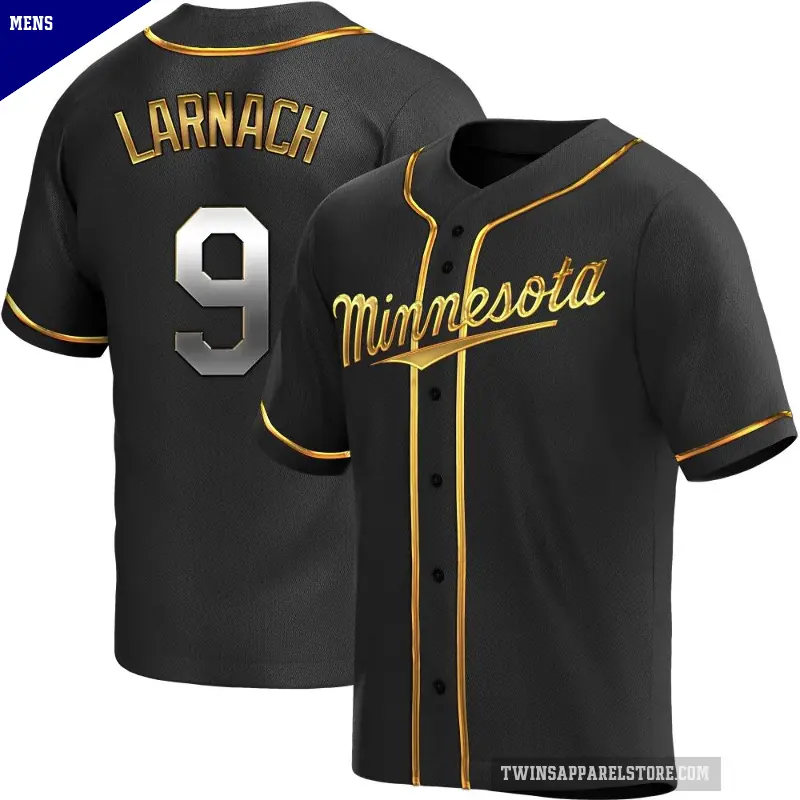 Men's No.9 Trevor Larnach Minnesota Twins Gold Replica Black en Alternate Jersey