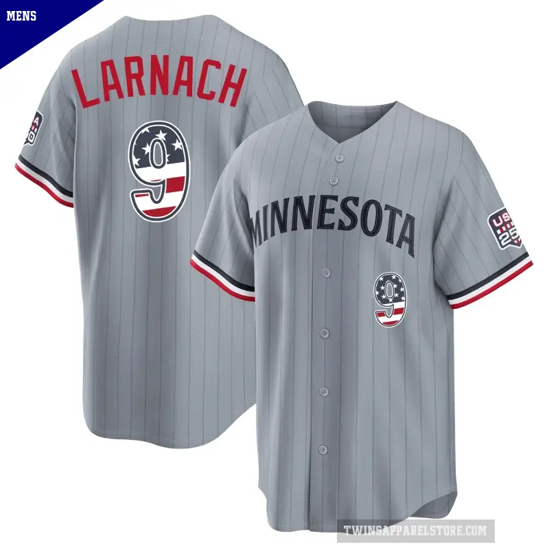 Men's No.9 Trevor Larnach Minnesota Twins Gray Limited USA 250 Fourth Of July Road Stadium Jersey