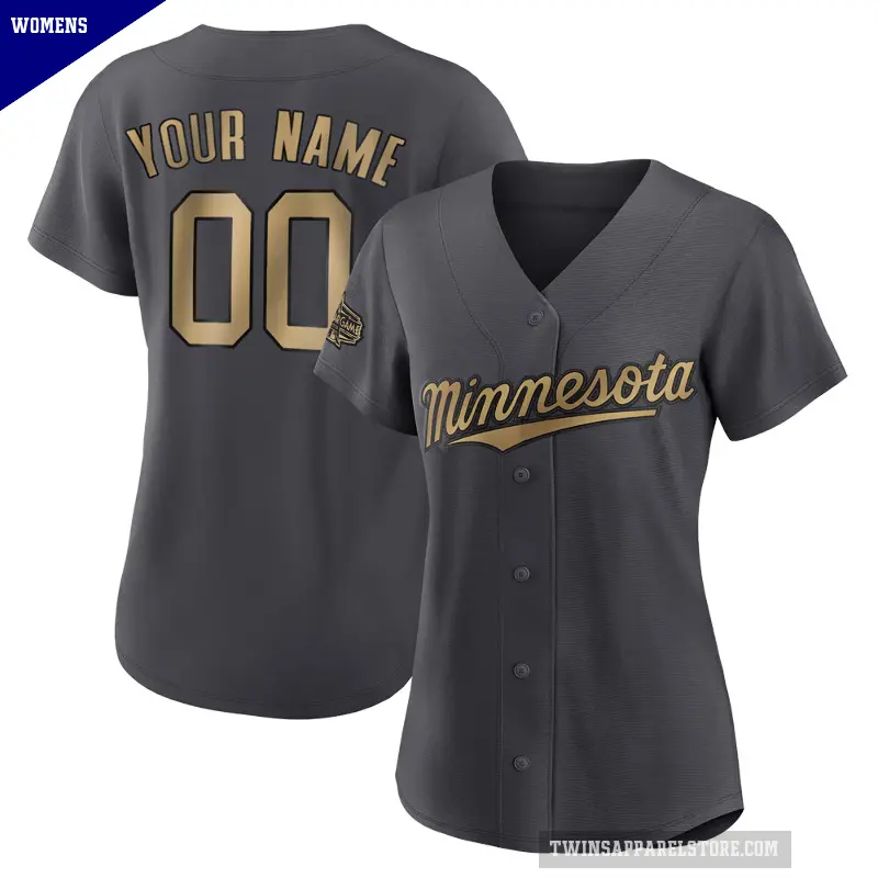 Women's No.00 Custom Minnesota Twins Charcoal Game Replica 2022 All-Star Jersey