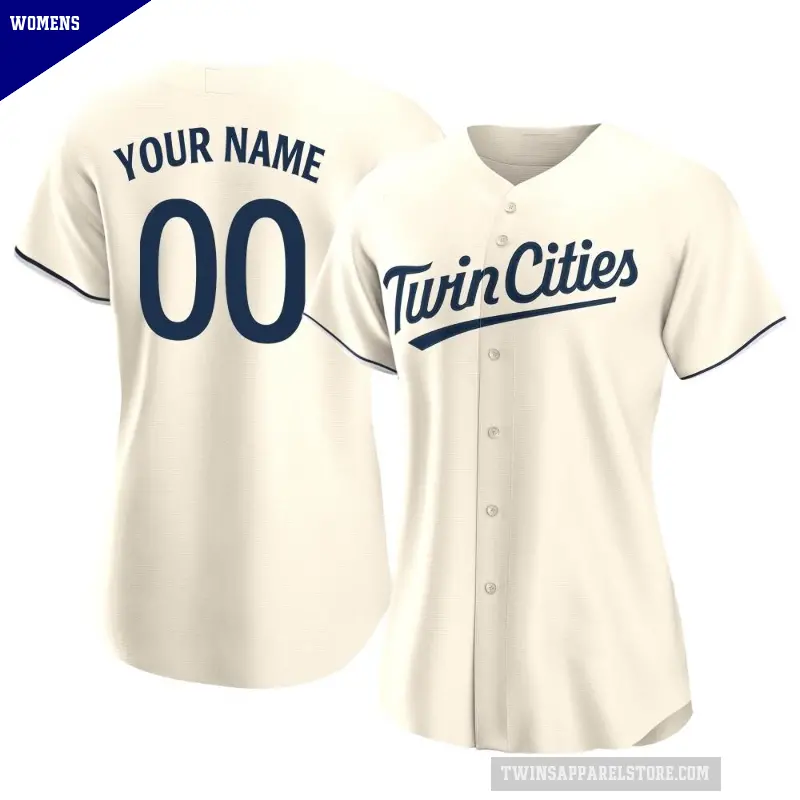 Women's No.00 Custom Minnesota Twins Cream Replica Alternate Jersey