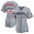 Women's No.00 Custom Minnesota Twins Gray Limited 2026 All-Star Edition Stars & Stripes Road Stadium Jersey