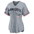 Women's No.00 Custom Minnesota Twins Gray Limited 2026 All-Star Edition Stars & Stripes Road Stadium Jersey