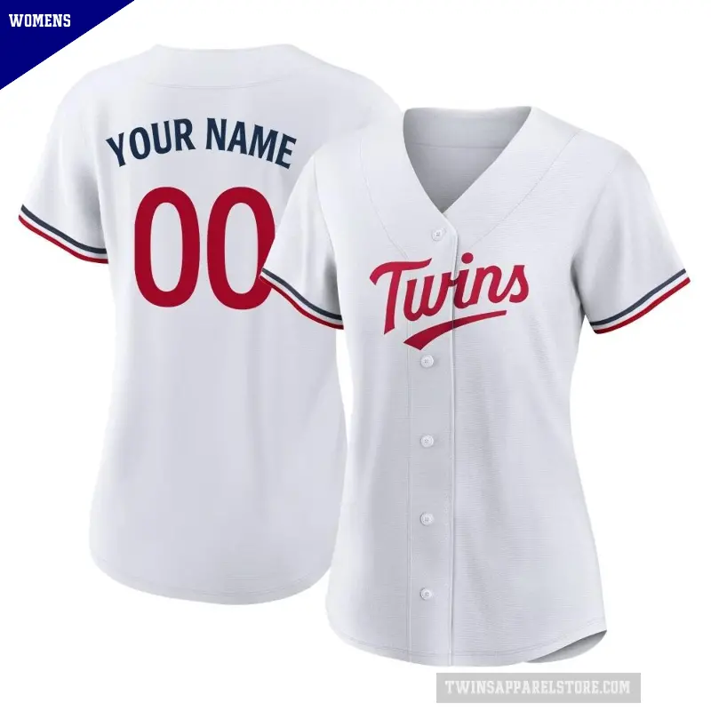 Women's No.00 Custom Minnesota Twins White Authentic Home Jersey