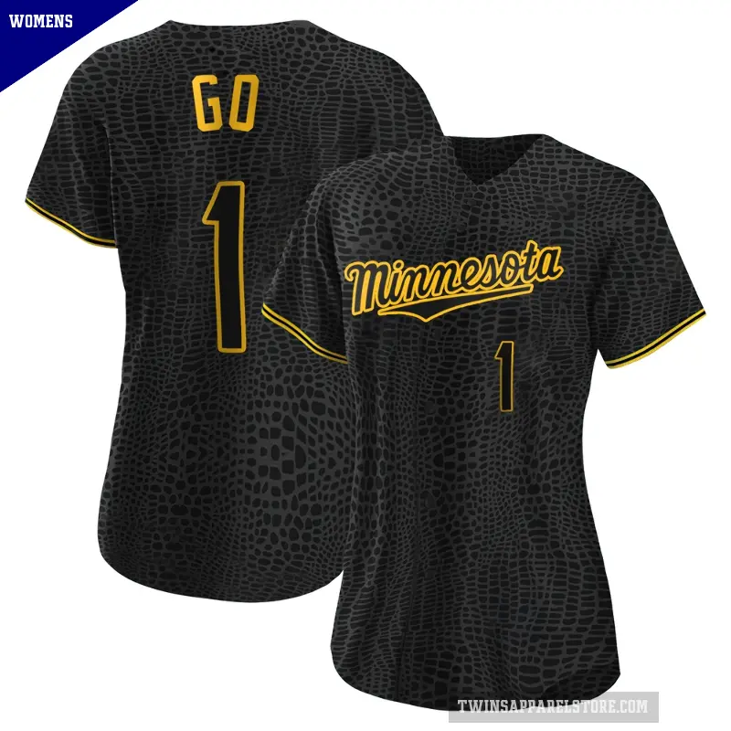 Women's No.1 Woo-Suk Go Minnesota Twins Black Authentic Snake Skin City Jersey