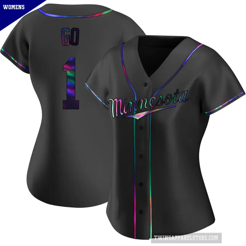 Women's No.1 Woo-Suk Go Minnesota Twins Black Replica Holographic Alternate Jersey
