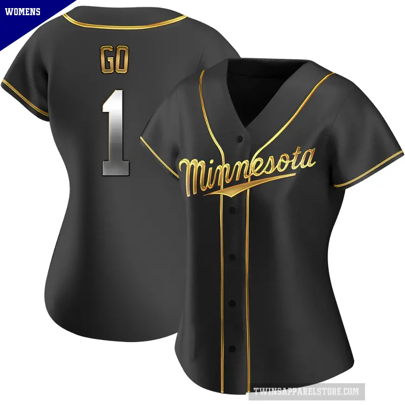 Women's No.1 Woo-Suk Go Minnesota Twins Gold Replica Black en Alternate Jersey
