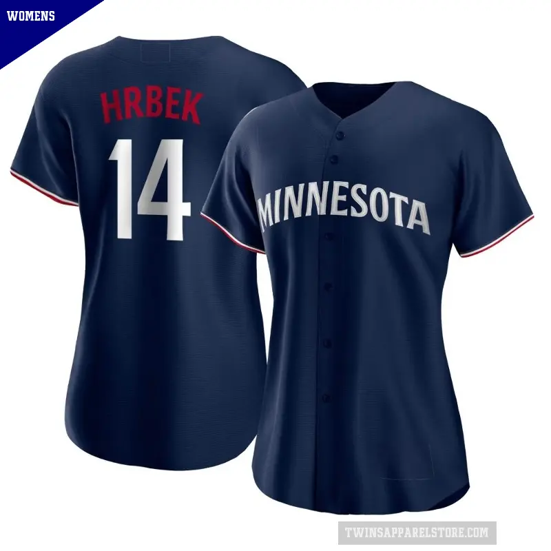 Women's No.14 Kent Hrbek Minnesota Twins Navy Authentic Alternate Jersey