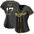 Women's No.17 Bailey Ober Minnesota Twins Gold Replica Black en Alternate Jersey