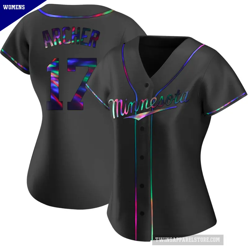 Women's No.17 Chris Archer Minnesota Twins Black Replica Holographic Alternate Jersey
