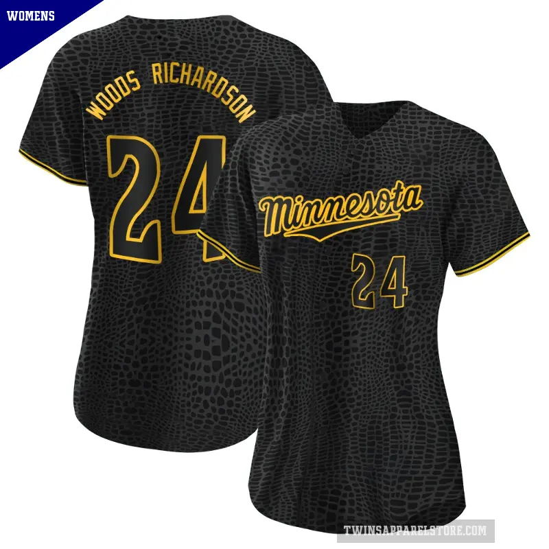 Women's No.24 Simeon Woods Richardson Minnesota Twins Black Authentic Snake Skin City Jersey