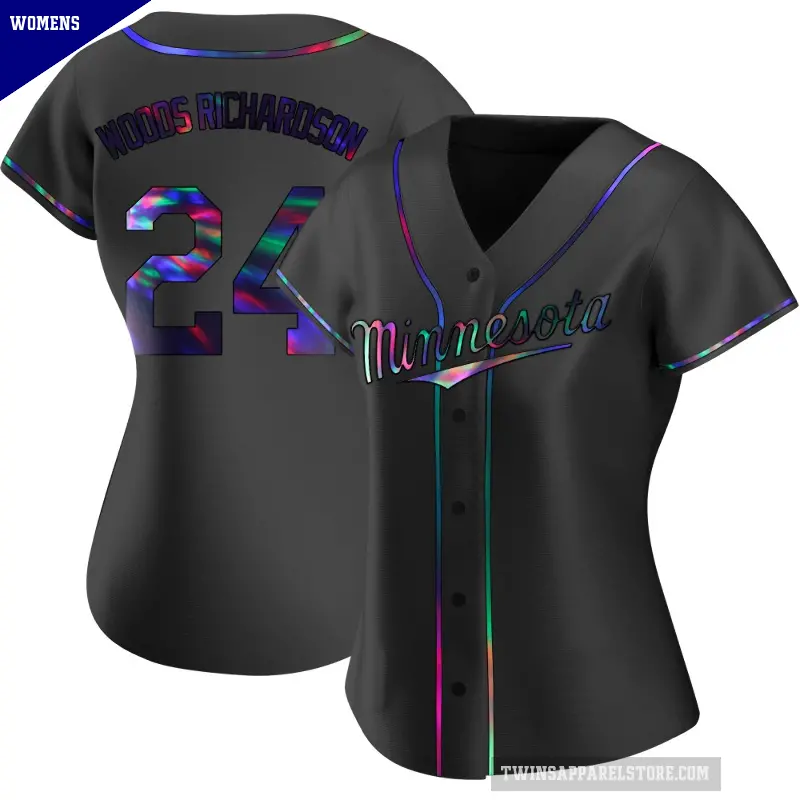 Women's No.24 Simeon Woods Richardson Minnesota Twins Black Replica Holographic Alternate Jersey